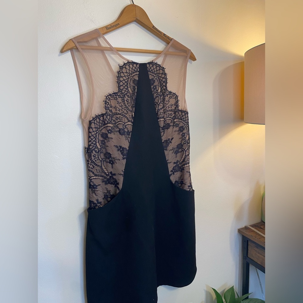 BCBGMaxAzria Black and Nude Lace Mini Dress - Picture 2 of 10